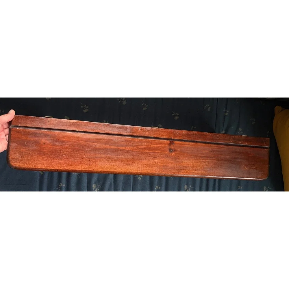 Vintage Wood Wall Shelf Heart Cutout Scalloped Edge Brown Farmhouse Plate Shelf